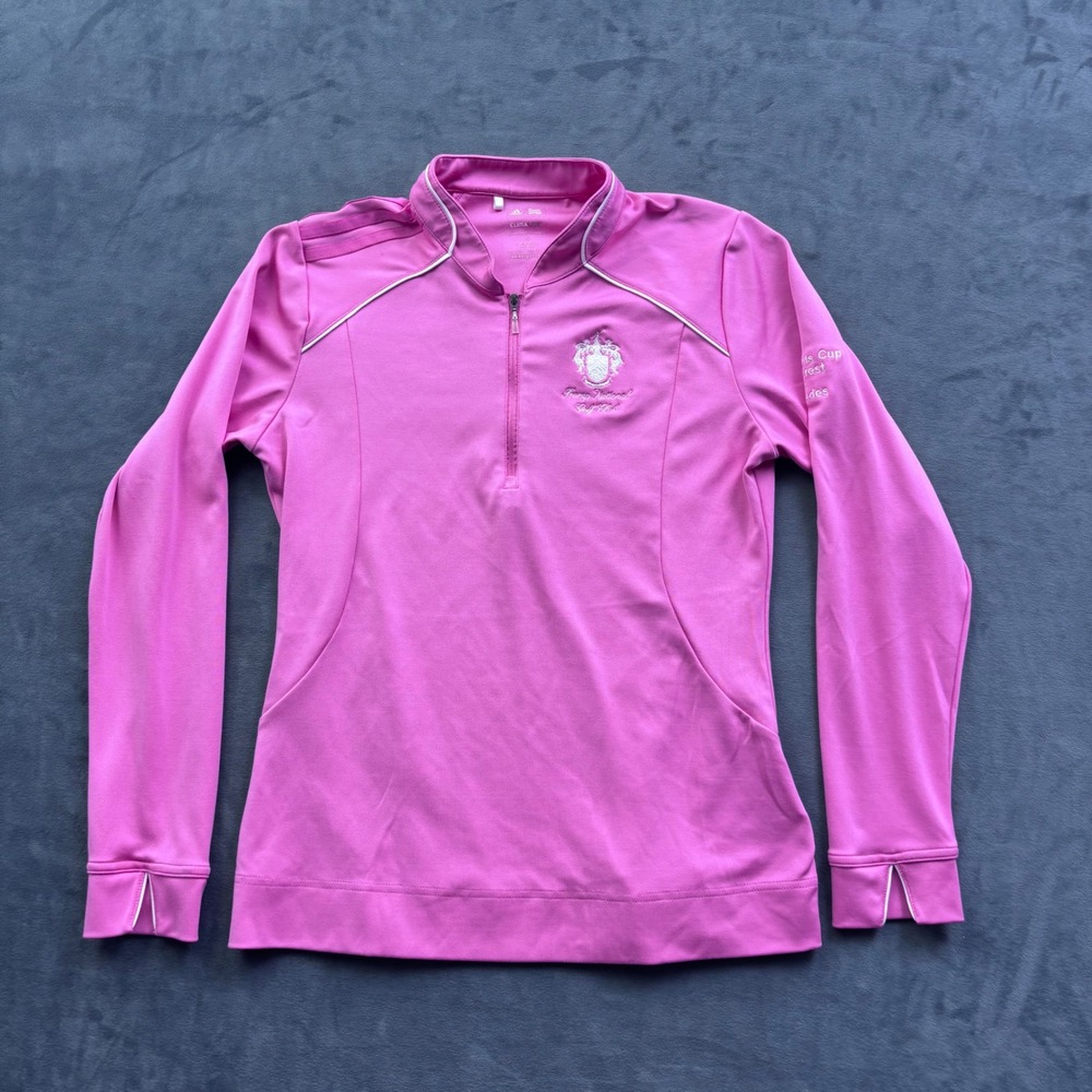 Adidas Trump National Golf Club Pink Climalite Quarter Zip Pullover Womens Small
